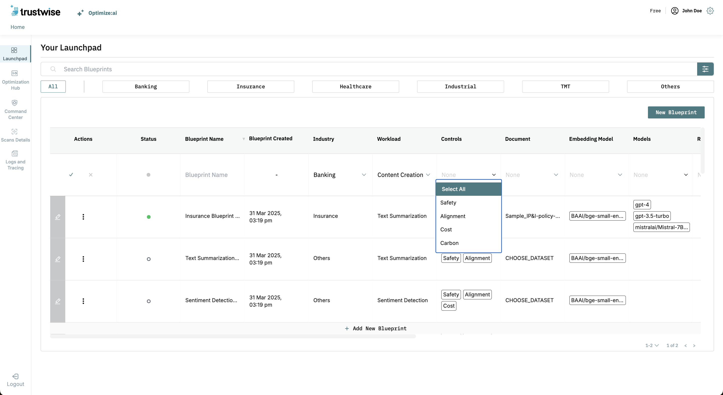 Control Dropdown box