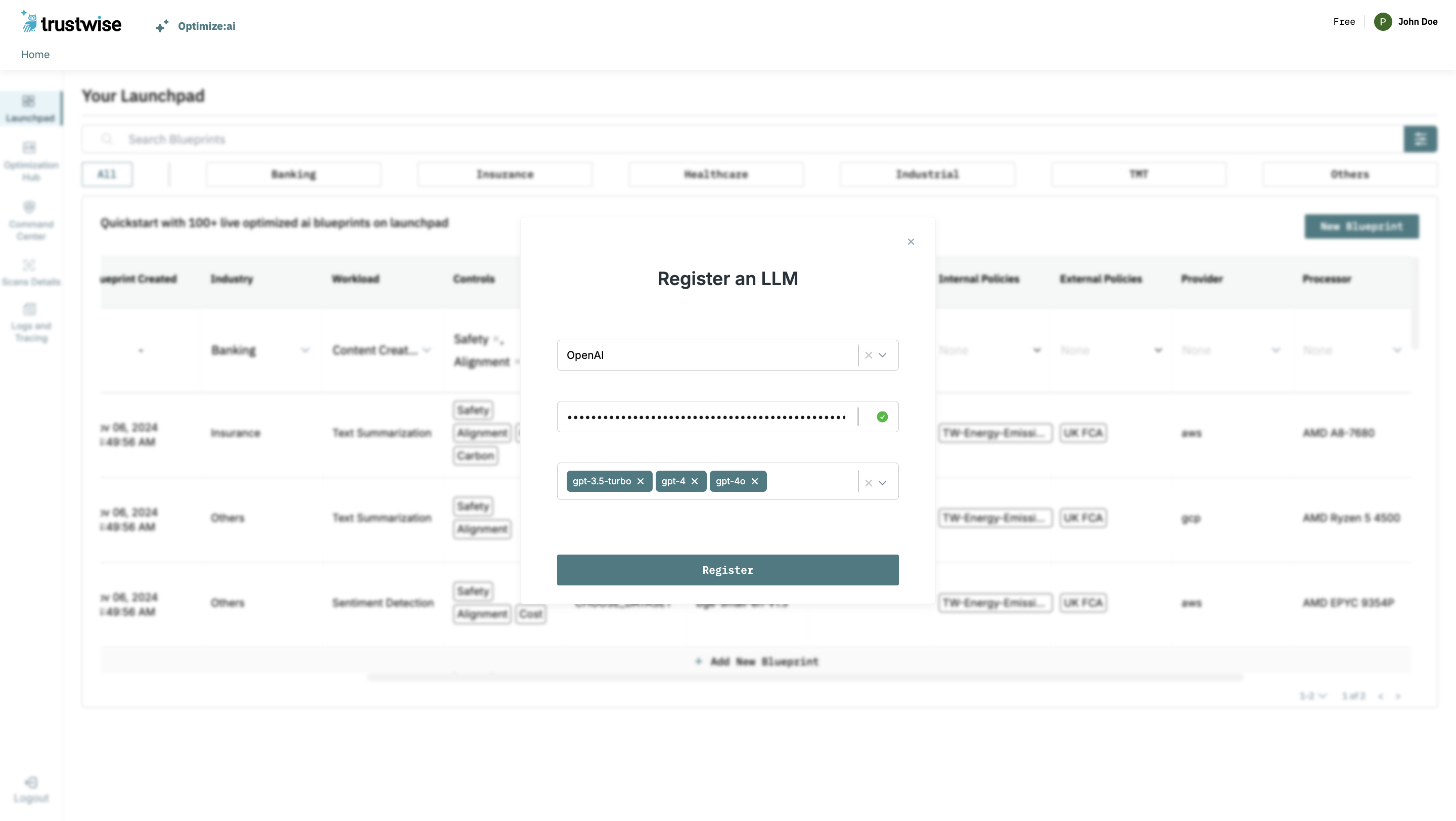 Register OpenAI LLMs