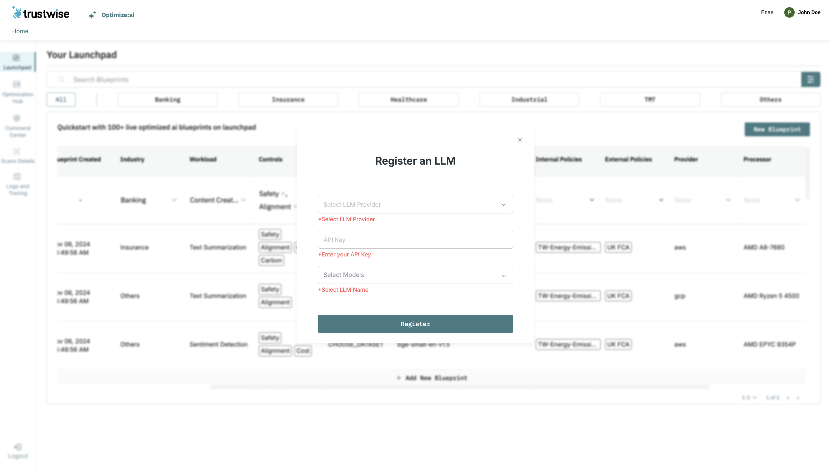 Register LLMs
