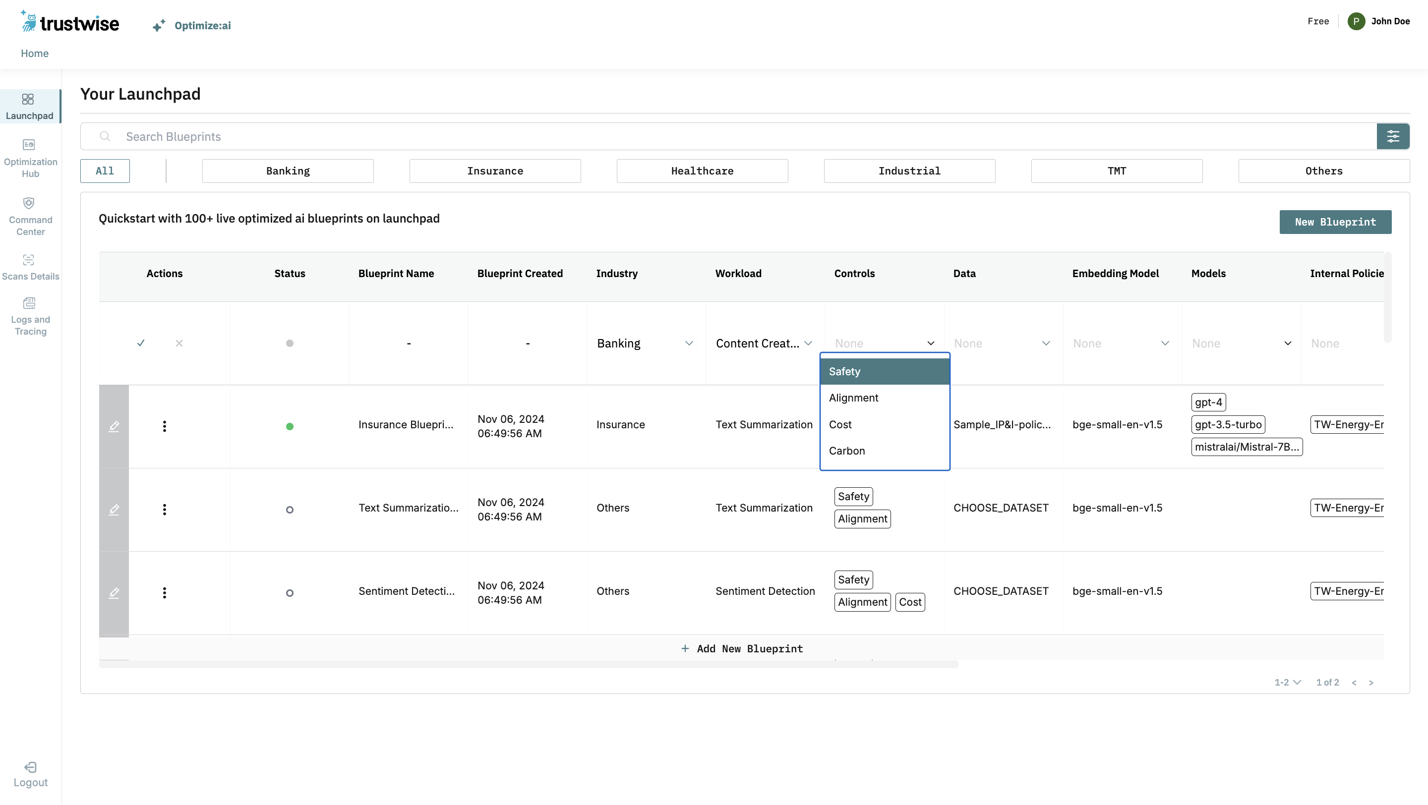 Control Dropdown box