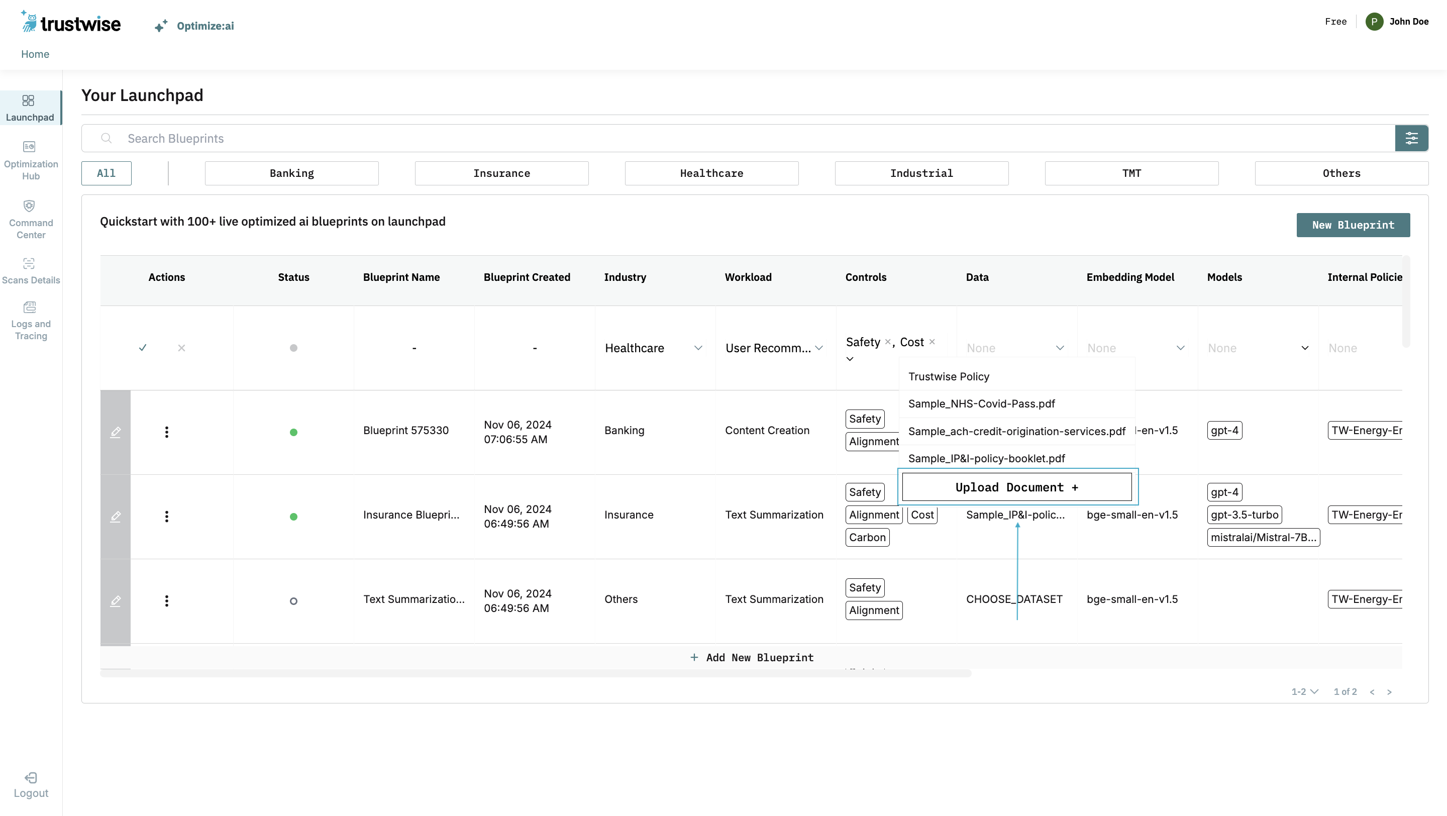 Launchpad Upload Documents