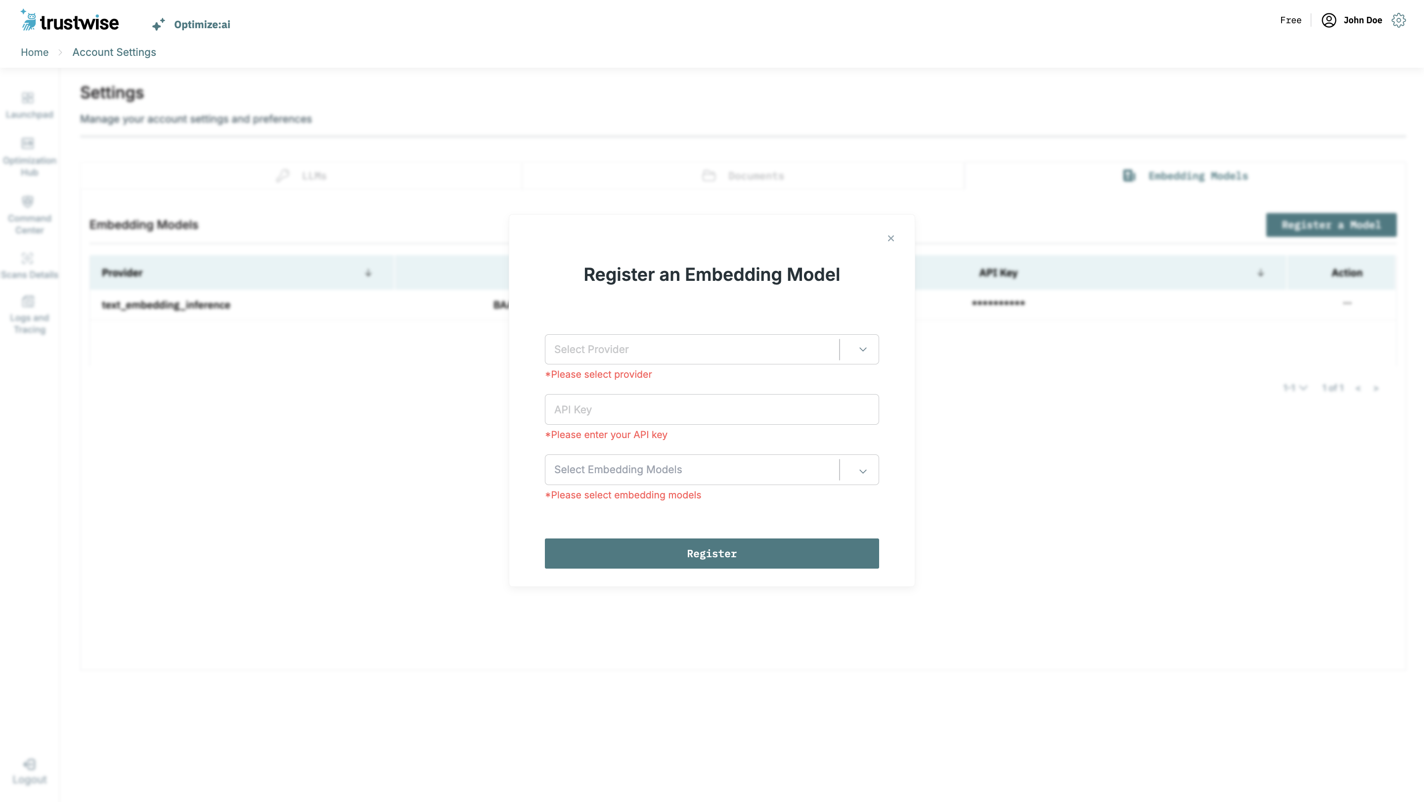 Register Embedding Models